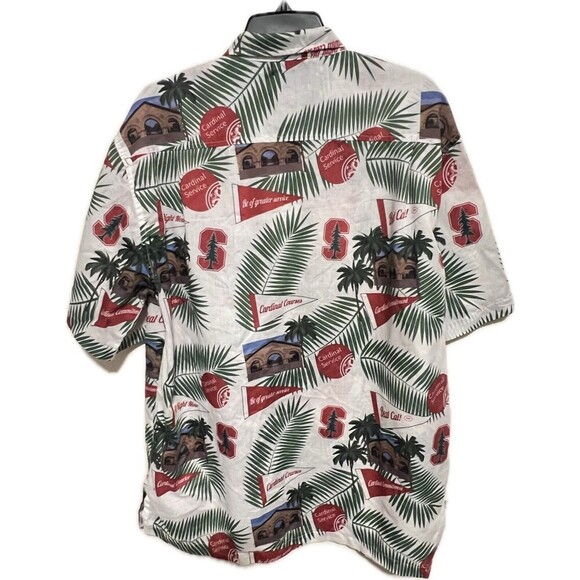 Men's Stanford University Cardinal Hawaiian Shirt Size L - Tropical Aloha Style - Picture 2 of 3